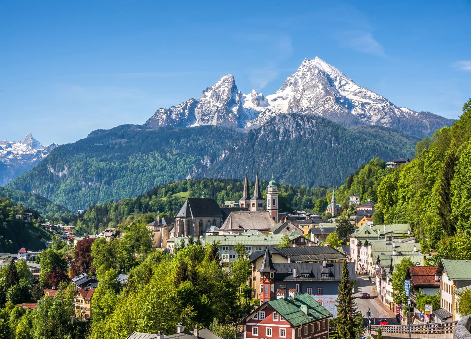 Der Markt Berchtesgaden im Talkessel unter dem Watzmann